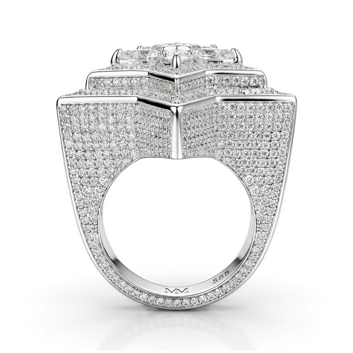 Zenith - Herren Tropfen Moissanit Stern Ring mit Pavé Fassung