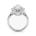 Crownique - Marquise Cut Moissanit Verlobungsring Mit Halo Und Baguette-Akzenten