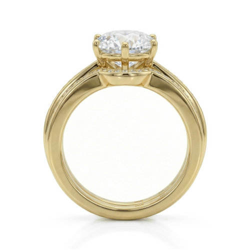Vespera - Moissanit-Brautset mit Pavé-Besatz und geteilter Ringschiene