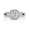 Evora – Moissanit-Ring mit Split-Shank in Halo-Fassung
