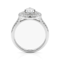 Athena - Tropfen Moissanit Verlobungsring mit Doppel-Halo und Pavé-Schaft