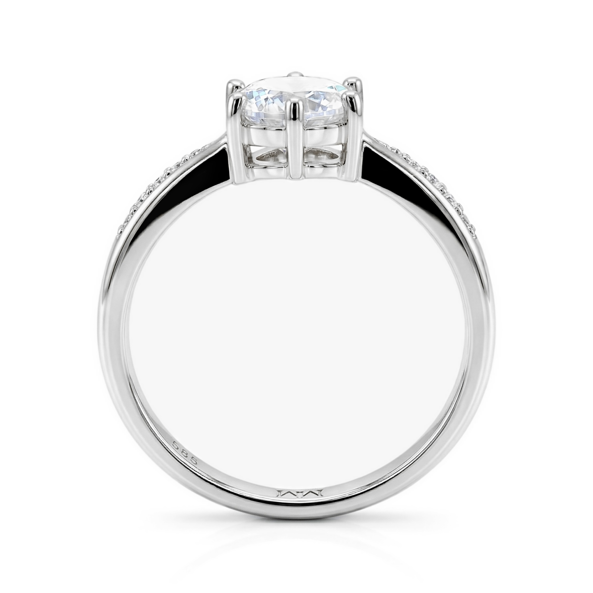 Stellar - Moissanit-Verlobungsring Mit Pavé-Set-Seitensteinen und Split-Shank