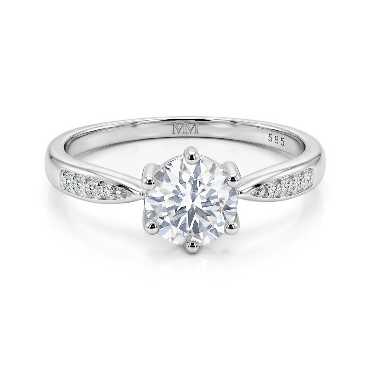 Stellar - Moissanit-Verlobungsring Mit Pavé-Set-Seitensteinen und Split-Shank