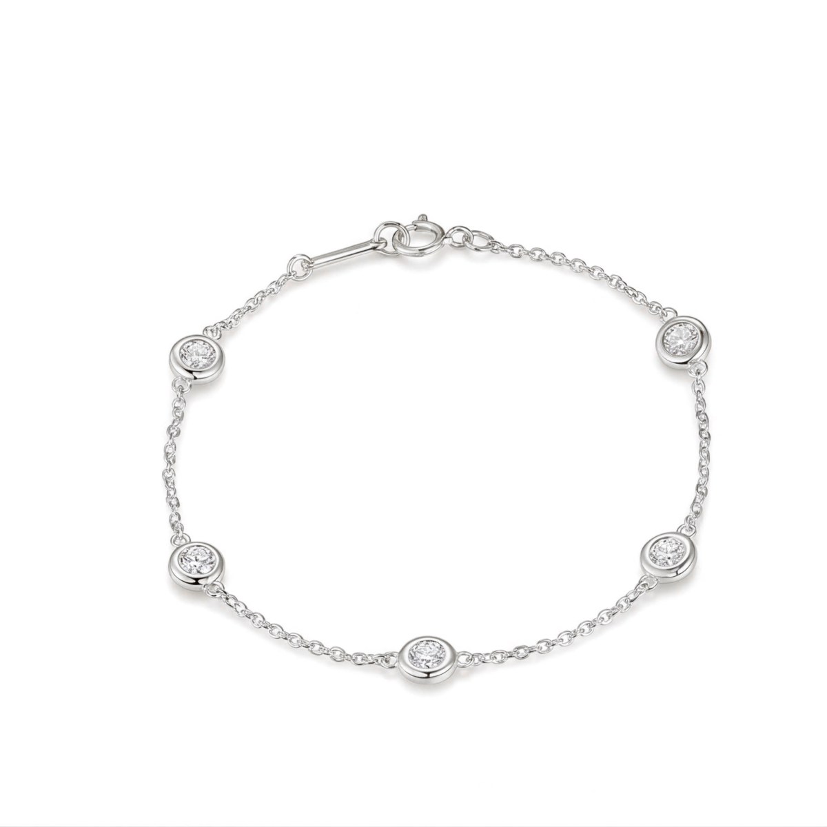 Circlis - Moissanit Armband Mit Eingeriebenen Steinen Und Zarter Gliederkette