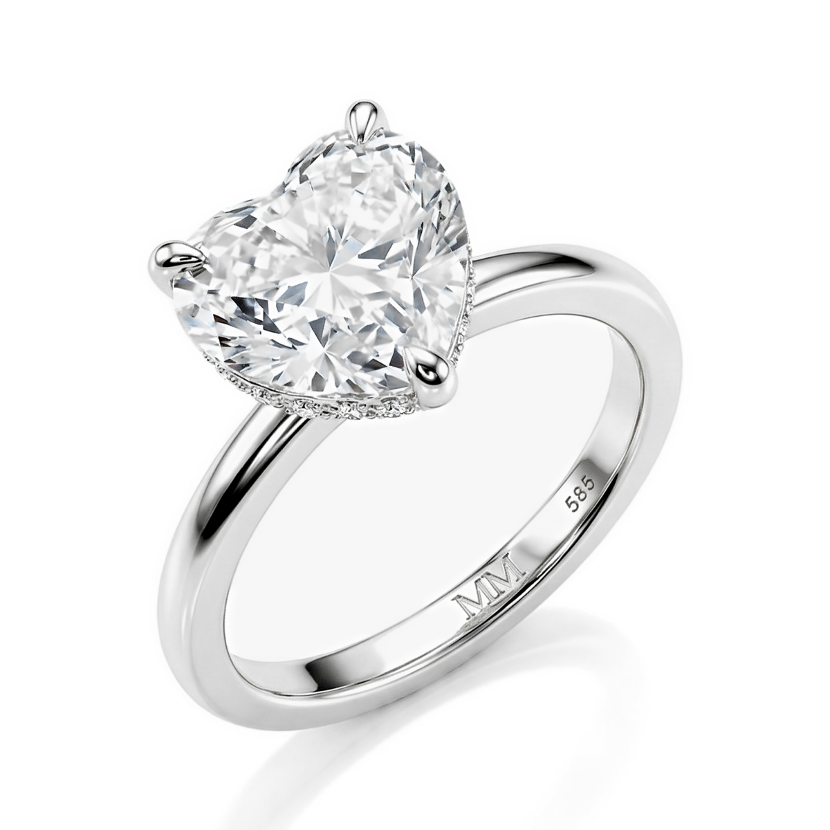 Amorelle - Herz Schliff Moissanit Verlobungsring mit Hidden Halo