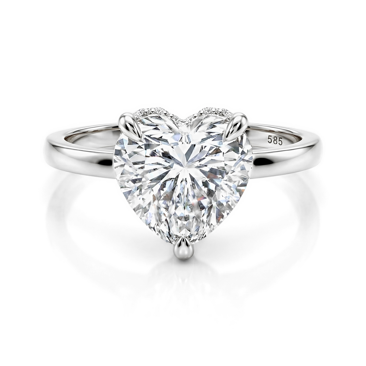 Amorelle - Herz Schliff Moissanit Verlobungsring mit Hidden Halo