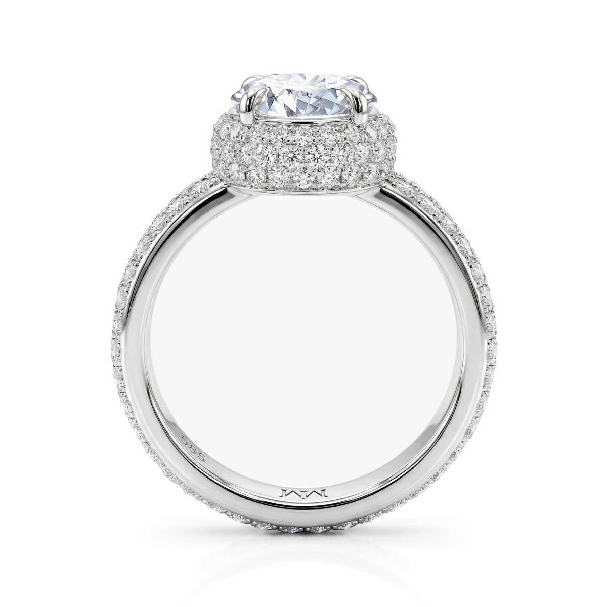 Lustrella - Moissanit Halo Verlobungsring mit Pavé Band