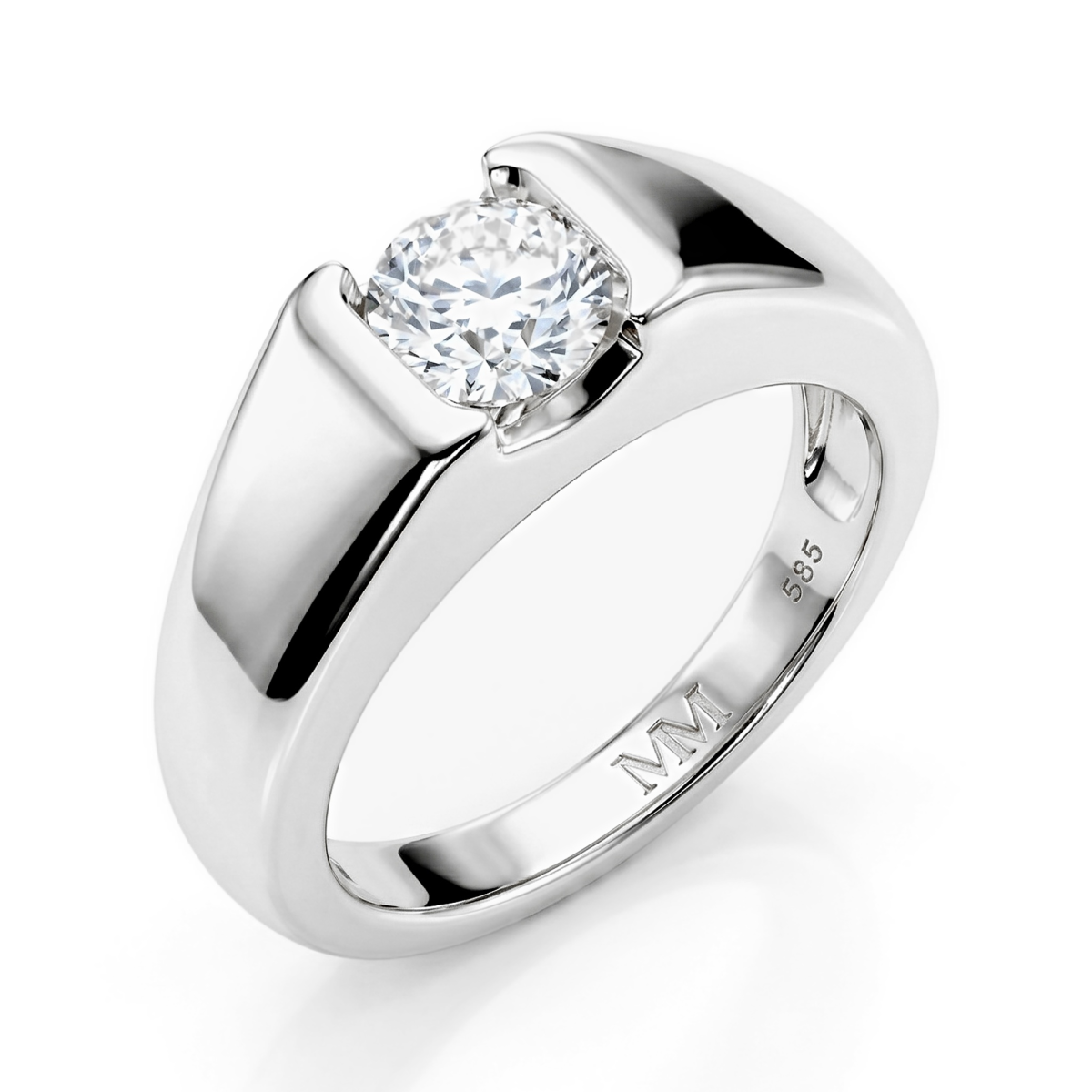 Vortex - Herren Moissanit Ring in Modernem Tension-Stil Bezel Fassung