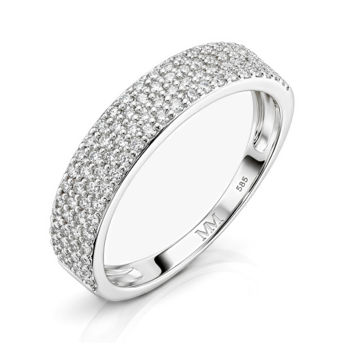 Glissade - Moissanit-Ring mit sich verjüngender Ringschiene in Pavé-Fassung