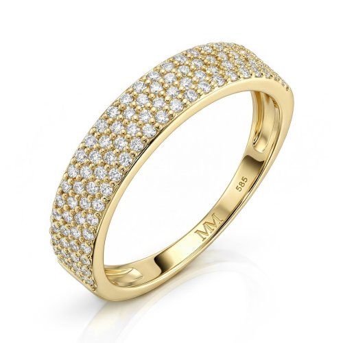 Glissade - Moissanit-Ring mit sich verjüngender Ringschiene in Pavé-Fassung