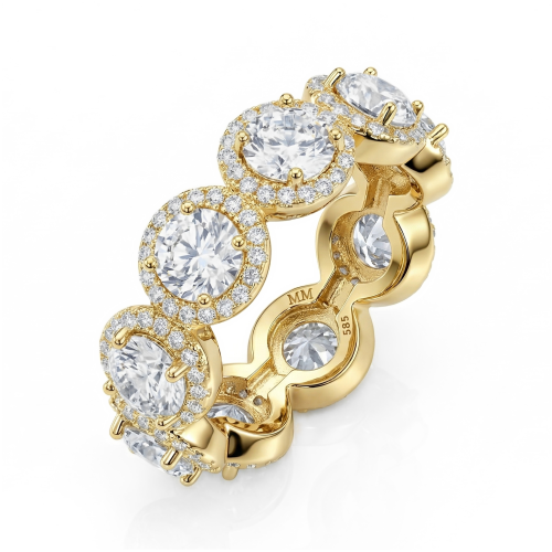 Allegra - Moissanit-Memoirering mit Halo und Akzentsteinen