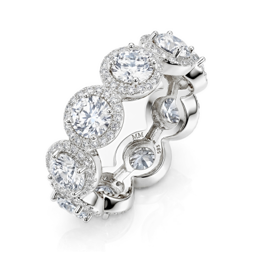 Allegra - Moissanit Eternity Ring Mit Halo Und Akzentsteinen