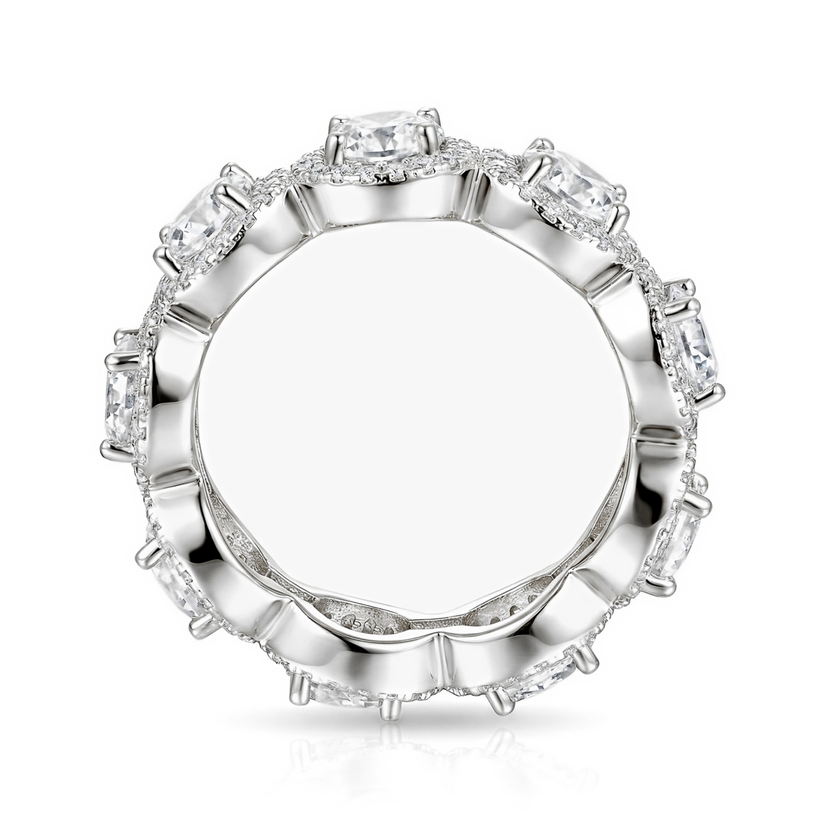 Allegra - Moissanit Eternity Ring Mit Halo Und Akzentsteinen