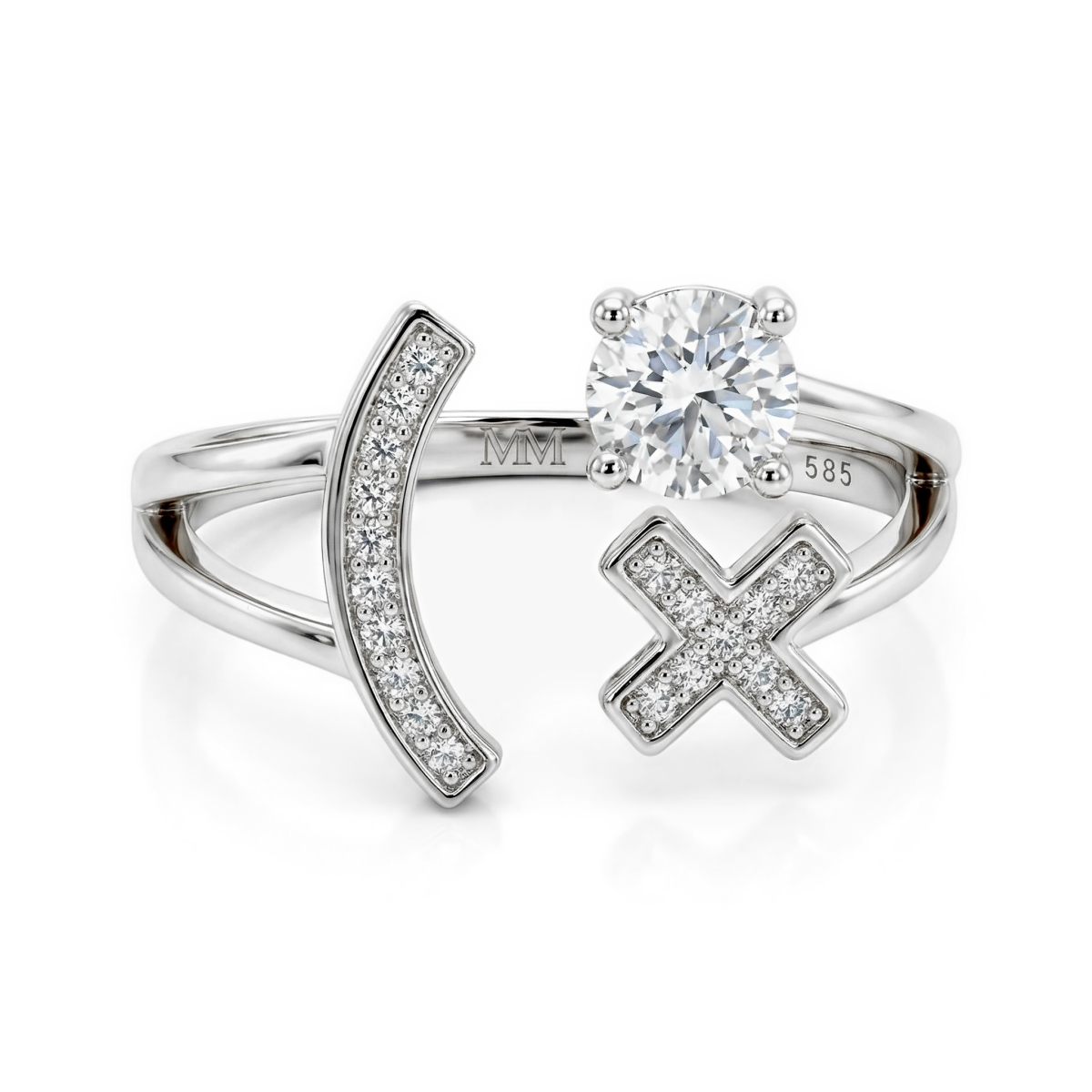 Lexis - Moissanit-Ring Mit Kreuz- Und Halbmond-Pavé-Design