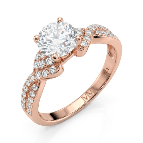 Mirari - Moissanit Verlobungsring Mit Gedrehtem Split-Shank und Pavé-Set-Akzenten