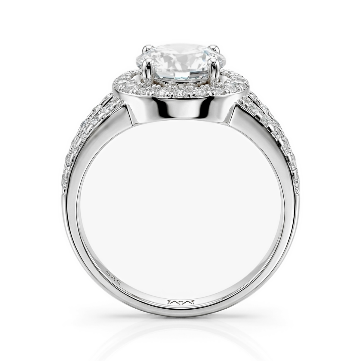 Regalyn - Moissanit Verlobungsring Mit Halo und Split-Shank Design