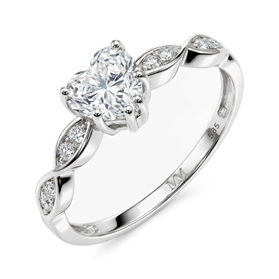 Affection - Herz Schliff Moissanit Verlobungsring mit Gedrehtem Band