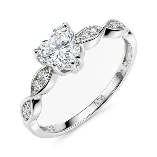 Affection - Herz Schliff Moissanit Verlobungsring mit Gedrehtem Band