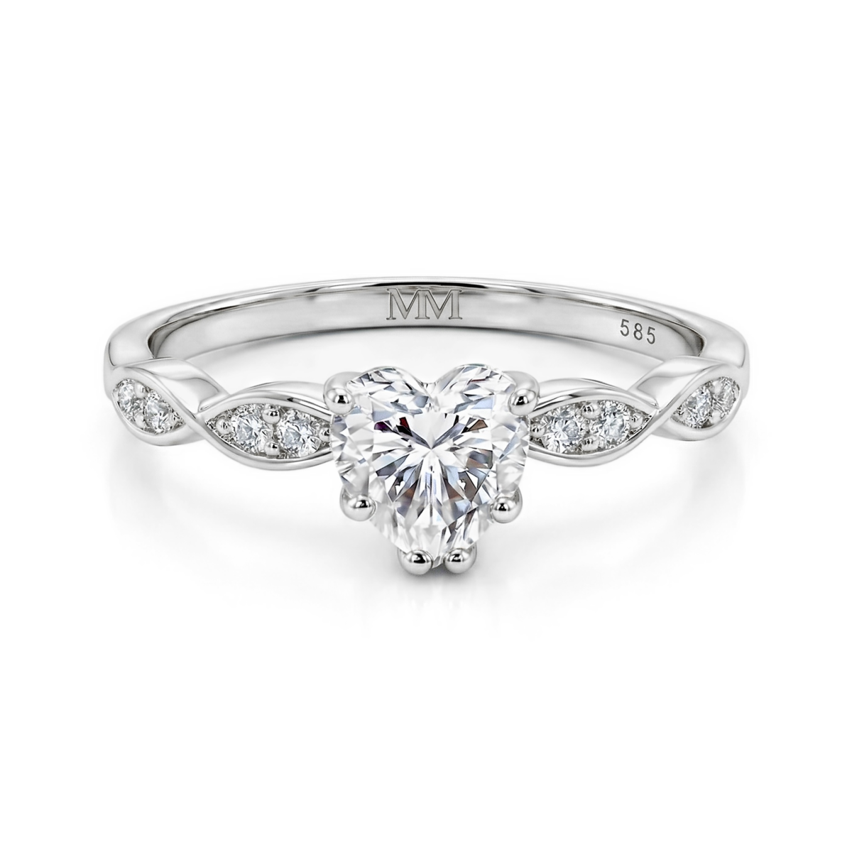 Affection - Herz Schliff Moissanit Verlobungsring mit Gedrehtem Band