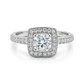 Sanctum - Kissen-Schliff Moissanit Verlobungsring Mit Vintage-Halo und Pavé-Band