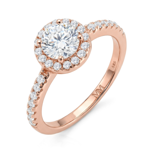 Dynara - Moissanit Verlobungsring Mit Halo Und Pavé Band