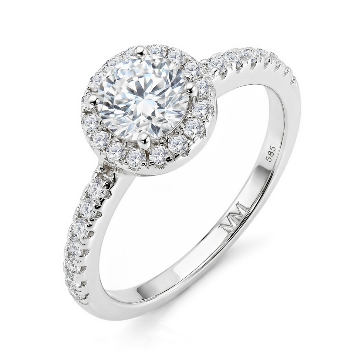 Dynara - Moissanit Verlobungsring Mit Halo Und Pavé Band
