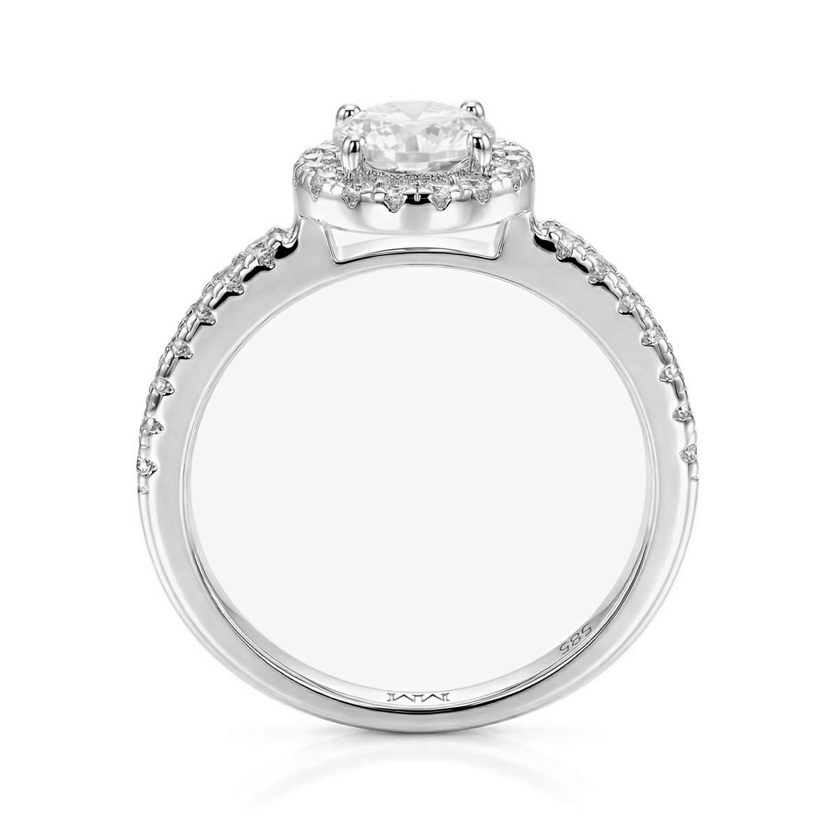 Dynara - Moissanit Verlobungsring Mit Halo Und Pavé Band