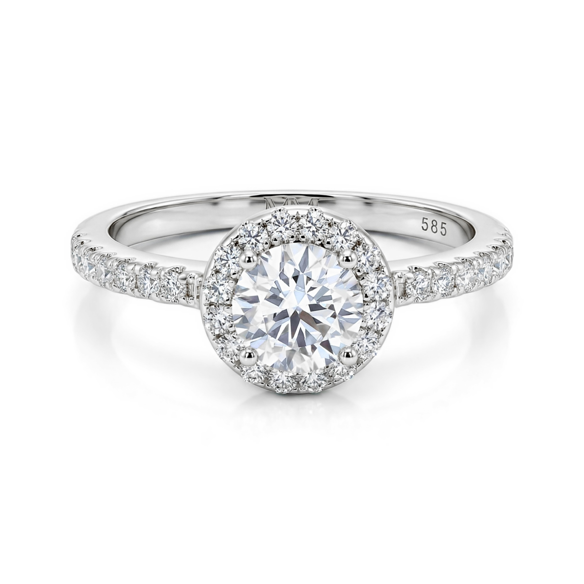 Dynara - Moissanit Verlobungsring Mit Halo Und Pavé Band