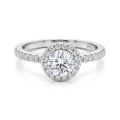 Dynara - Moissanit Verlobungsring Mit Halo Und Pavé Band