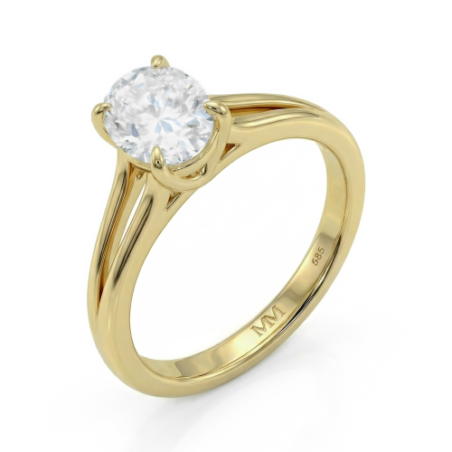 Grace – Moissanit-Ring Oval mit geteilter Ringschiene