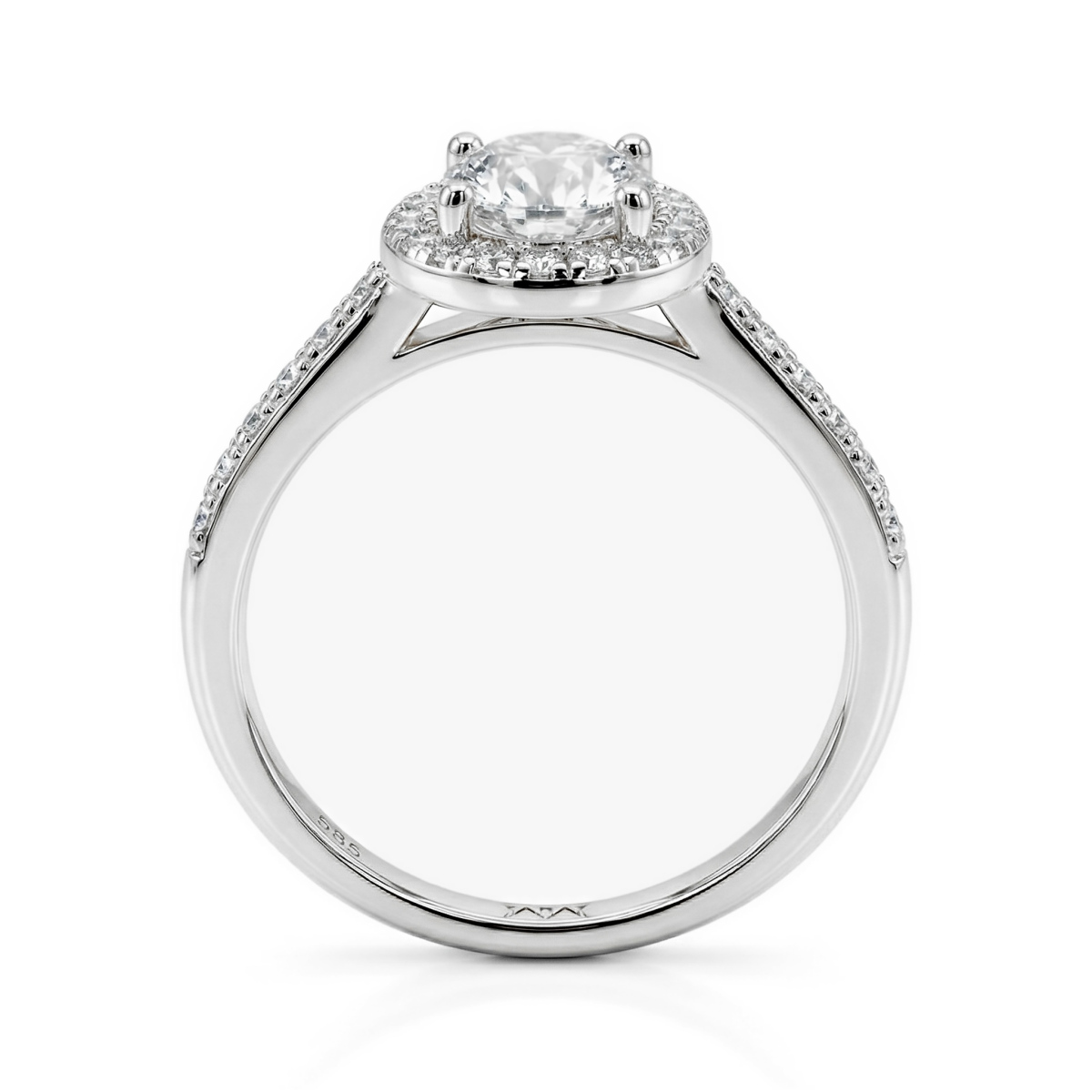 Orletta - Oval Moissanit Verlobungsring Mit Pavé-Halo Und Band