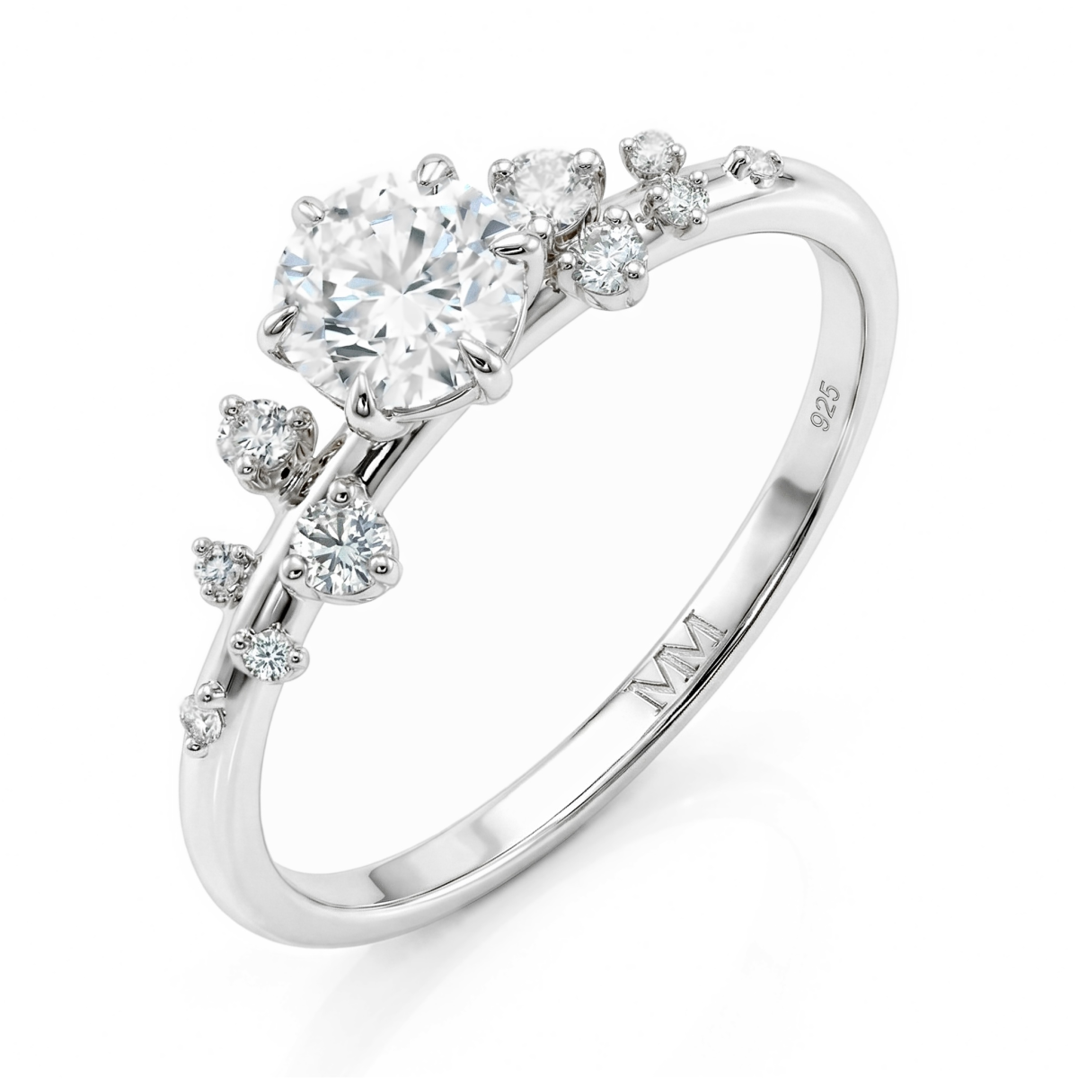  Aurora - Moissanit-Ring mit minimalistischen Seitensteinen