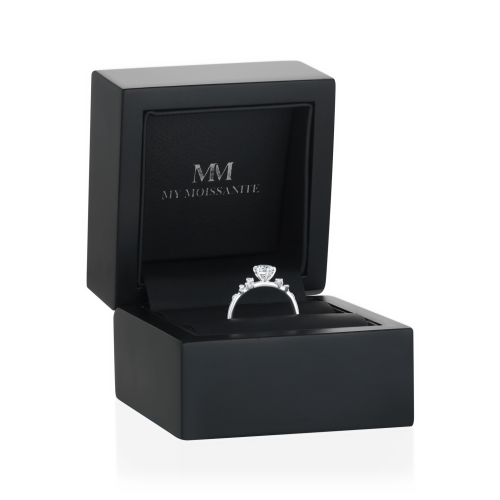 Aurora - Moissanit Ring mit minimalistischen Seitensteinen