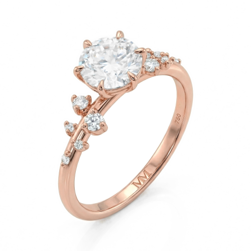 Aurora - Moissanit Ring mit minimalistischen Seitensteinen