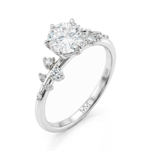 Aurora - Moissanit Ring mit minimalistischen Seitensteinen