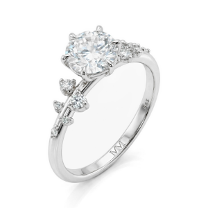 Aurora - Moissanit Ring mit minimalistischen Seitensteinen Aurora - Moissanit Ring mit minimalistischen Seitensteinen