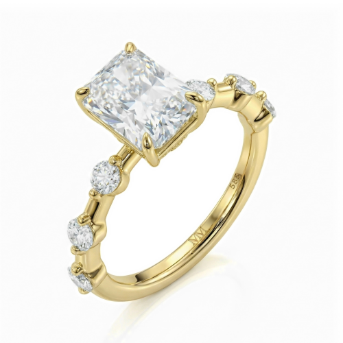 Isla - Moissanit-Ring Radiant mit Seitensteinen