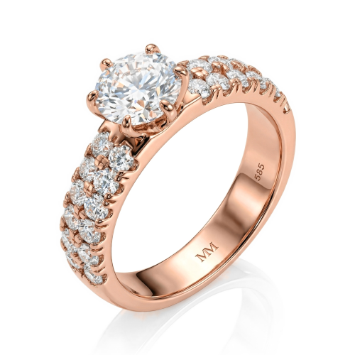 Serena - Moissanit-Ring mit doppeltem Pavé-Seitensteinen