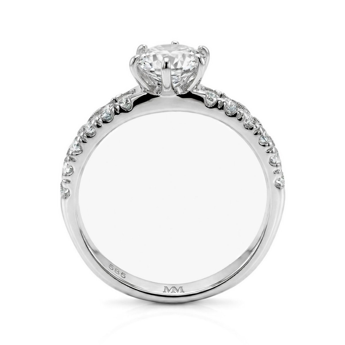 Serena - Moissanit-Ring mit doppeltem Pavé-Seitensteinen