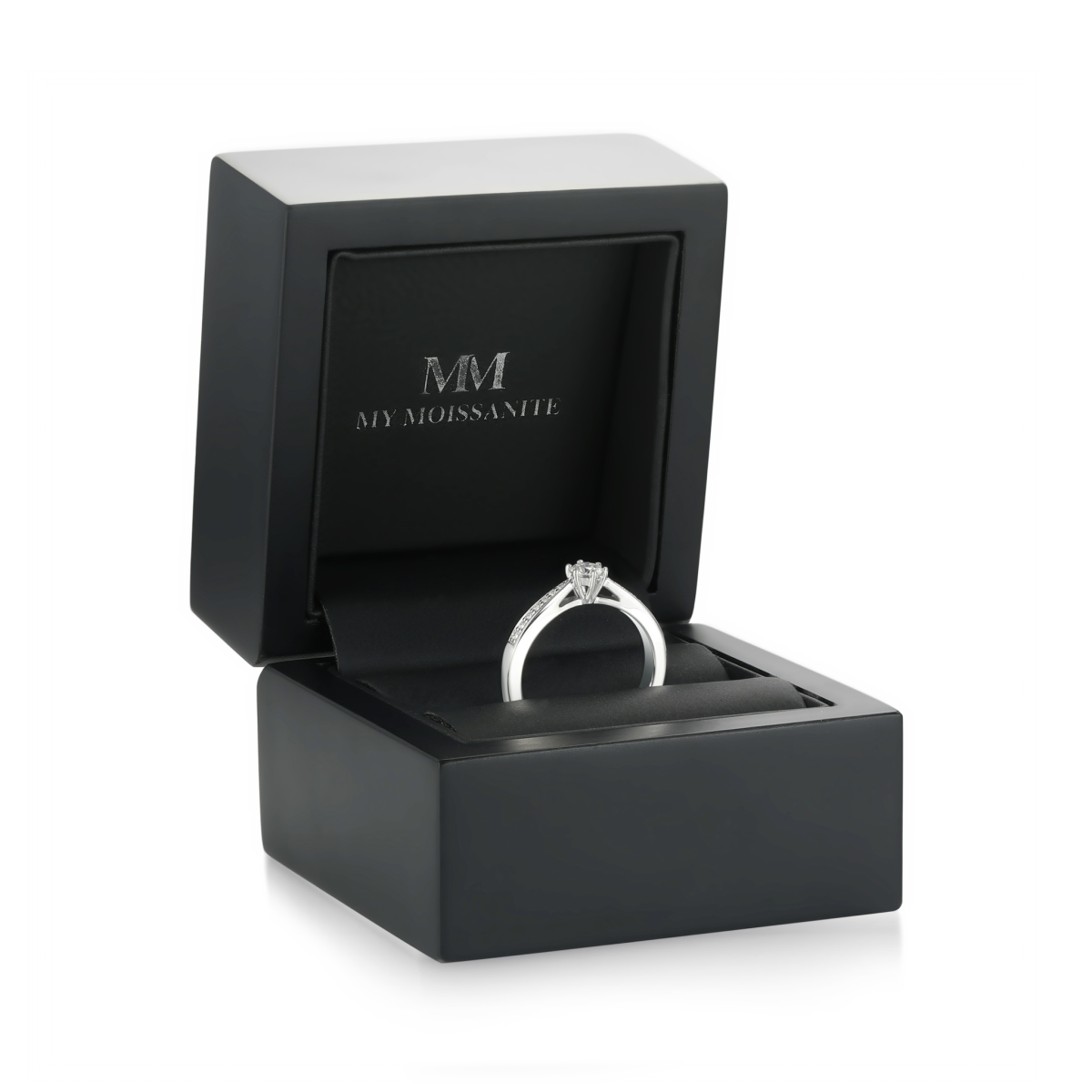 Sophia Ring - Moissanit Verlobungsring mit Pavé-Seitensteinen
