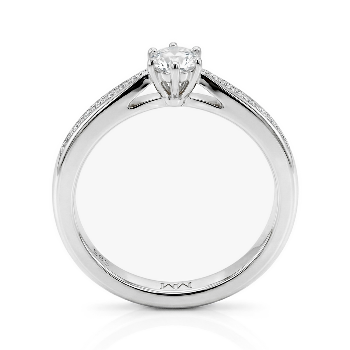 Sophia Ring - Moissanit-Verlobungsring mit Seitensteinen in Pavé-Fassung