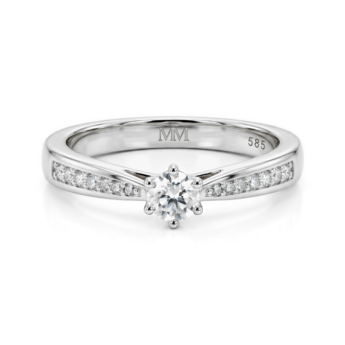 Sophia Ring - Moissanit Verlobungsring mit Pavé-Seitensteinen