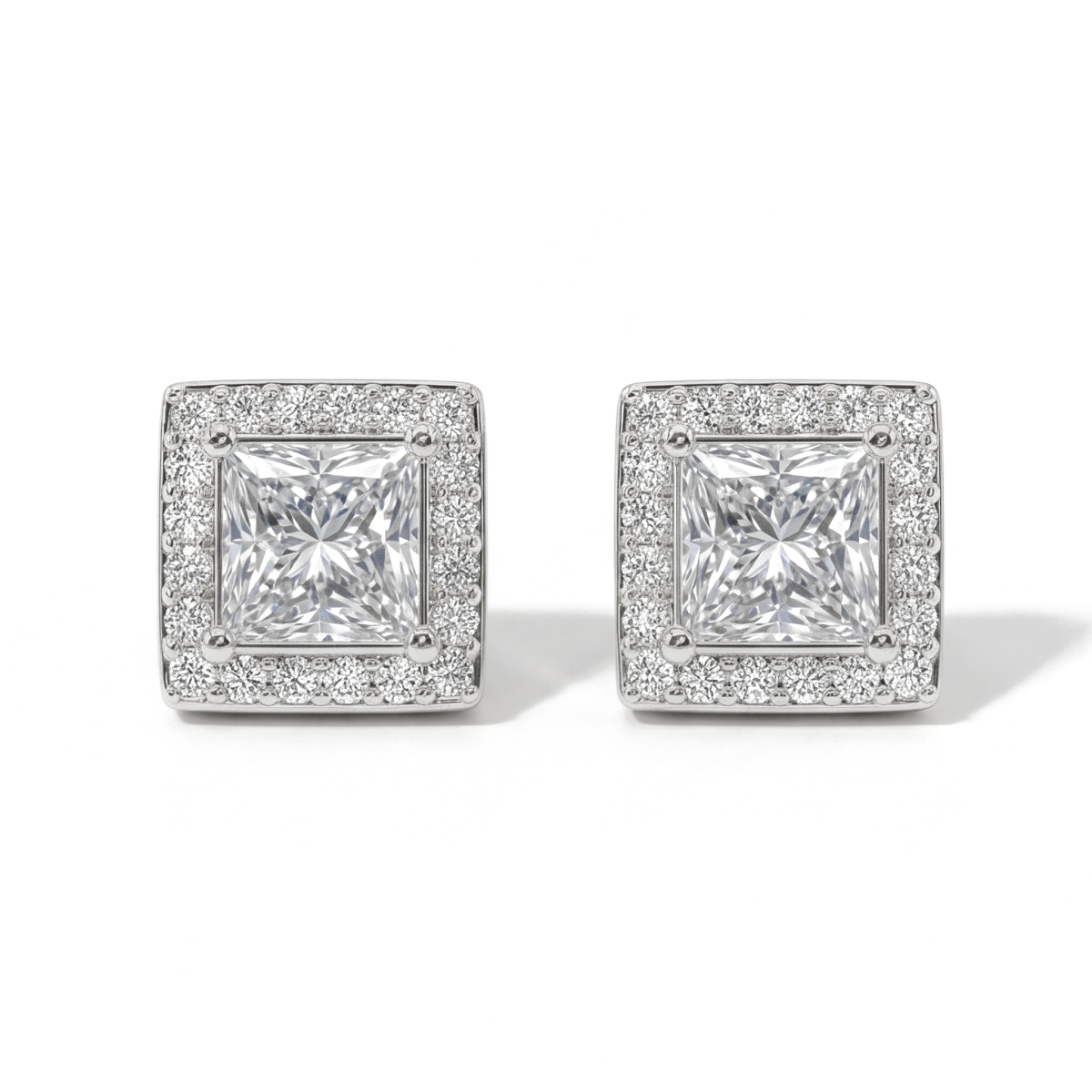 Imperia - Princess Moissanite Ohrstecker in Halo-Fassung