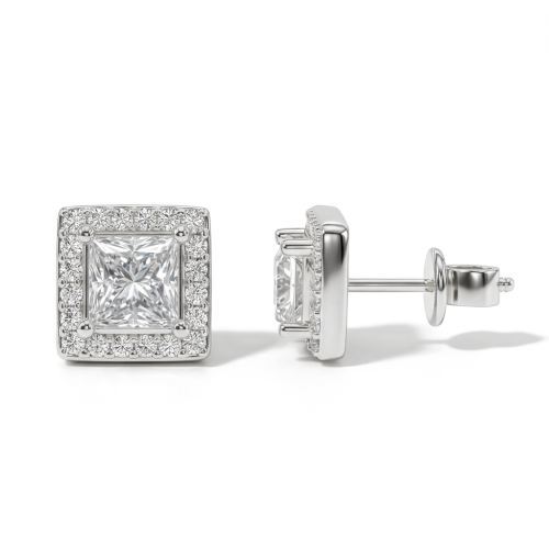 Imperia - Princess-Schliff Moissanit Ohrstecker im Halo-Design