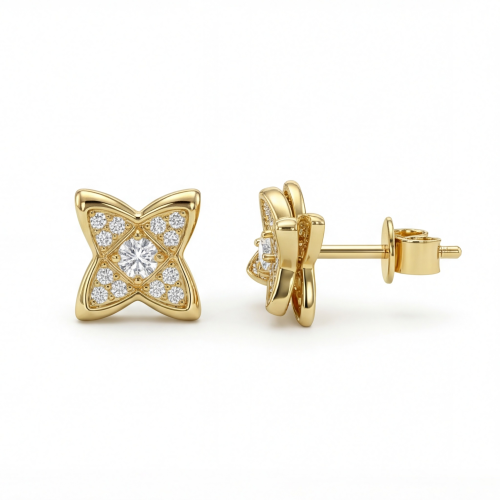 Sparkling Flowers - Moissanit-Ohrstecker in Pavé-Fassung