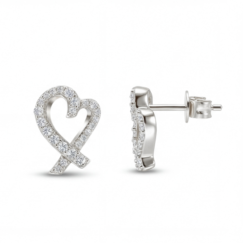 Heart Strings - Moissanit-Ohrstecker in Pavé-Fassung