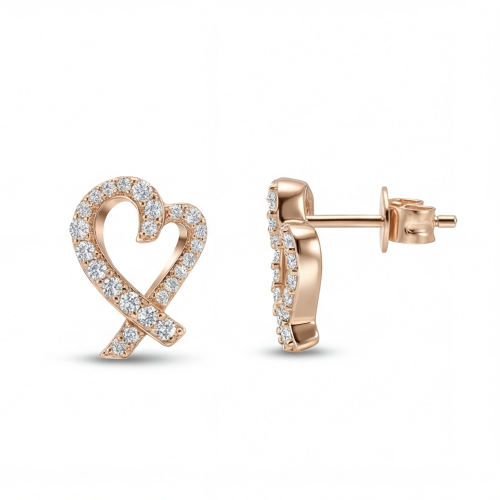 Heart Strings - Moissanit-Ohrstecker in Pavé-Fassung