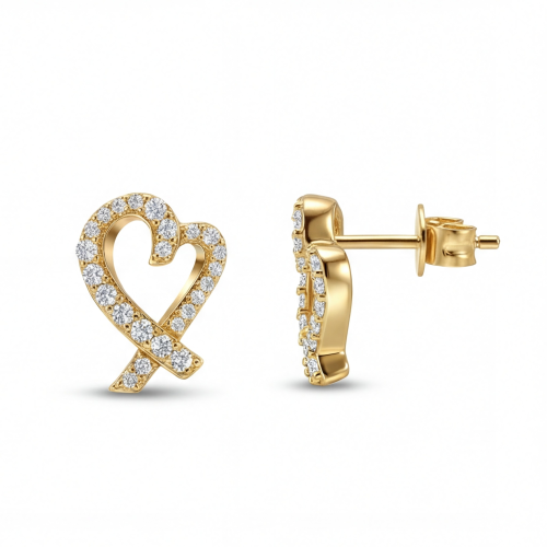Heart Strings - Moissanit-Ohrstecker in Pavé-Fassung