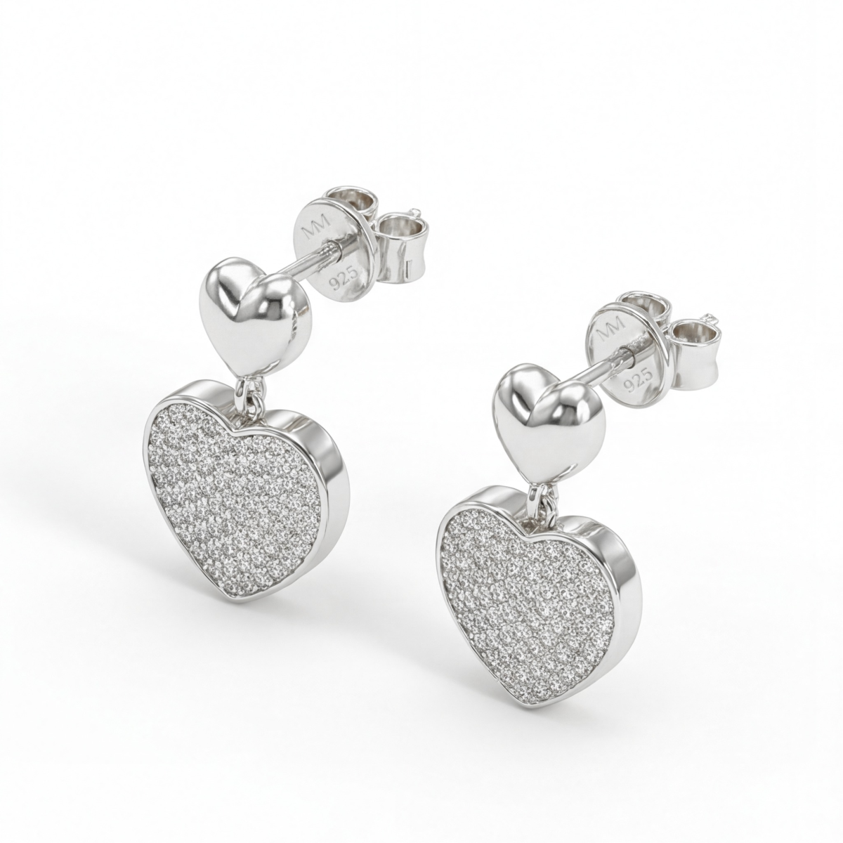 Hearts of Pavé - Moissanit Tropfen-Ohrringe im Pavé-Fassung