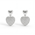 Hearts of Pavé - Moissanit Tropfen-Ohrringe im Pavé-Fassung